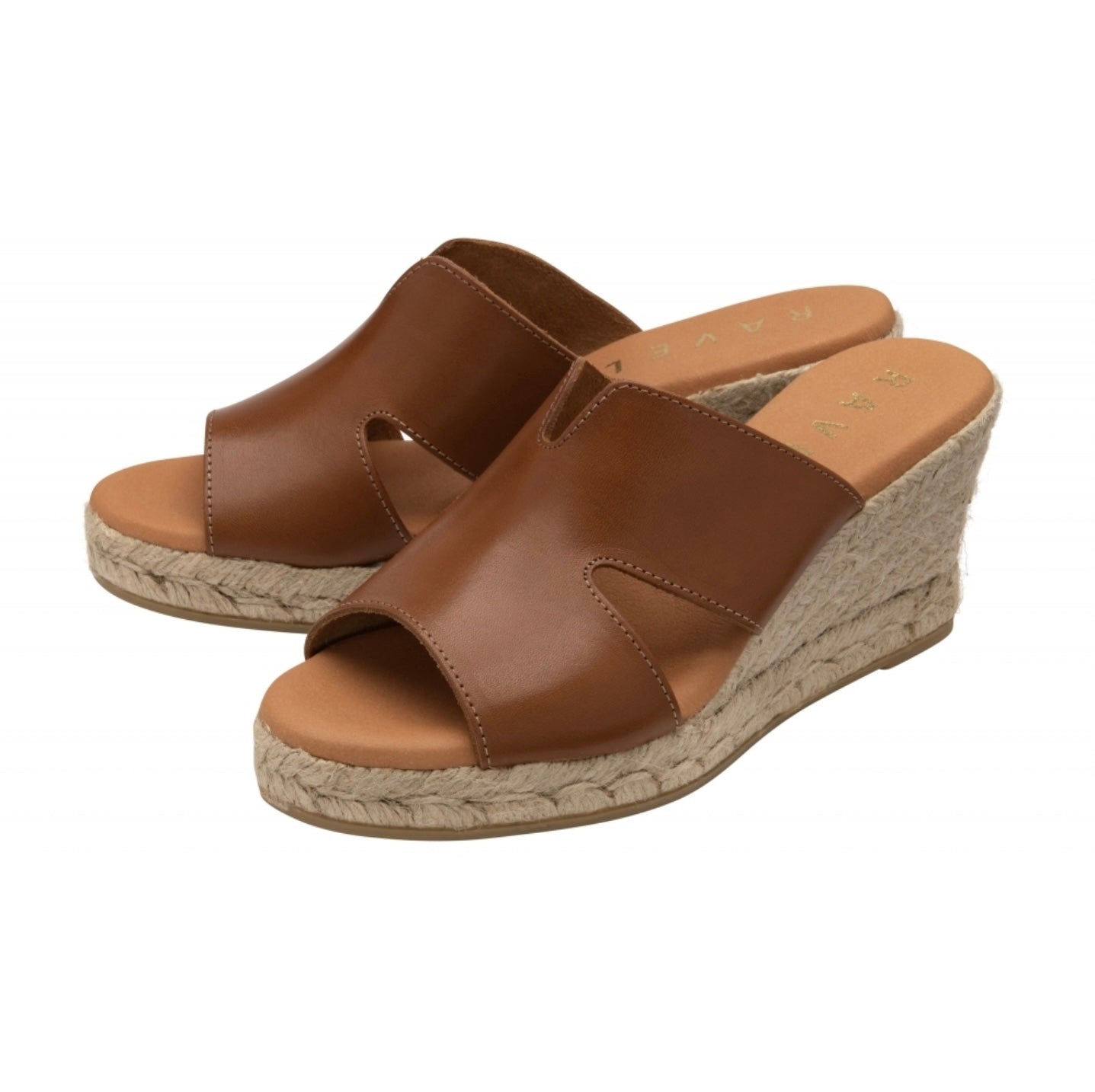 Ravel Tan Leather Arby Wedge Mule Sandal