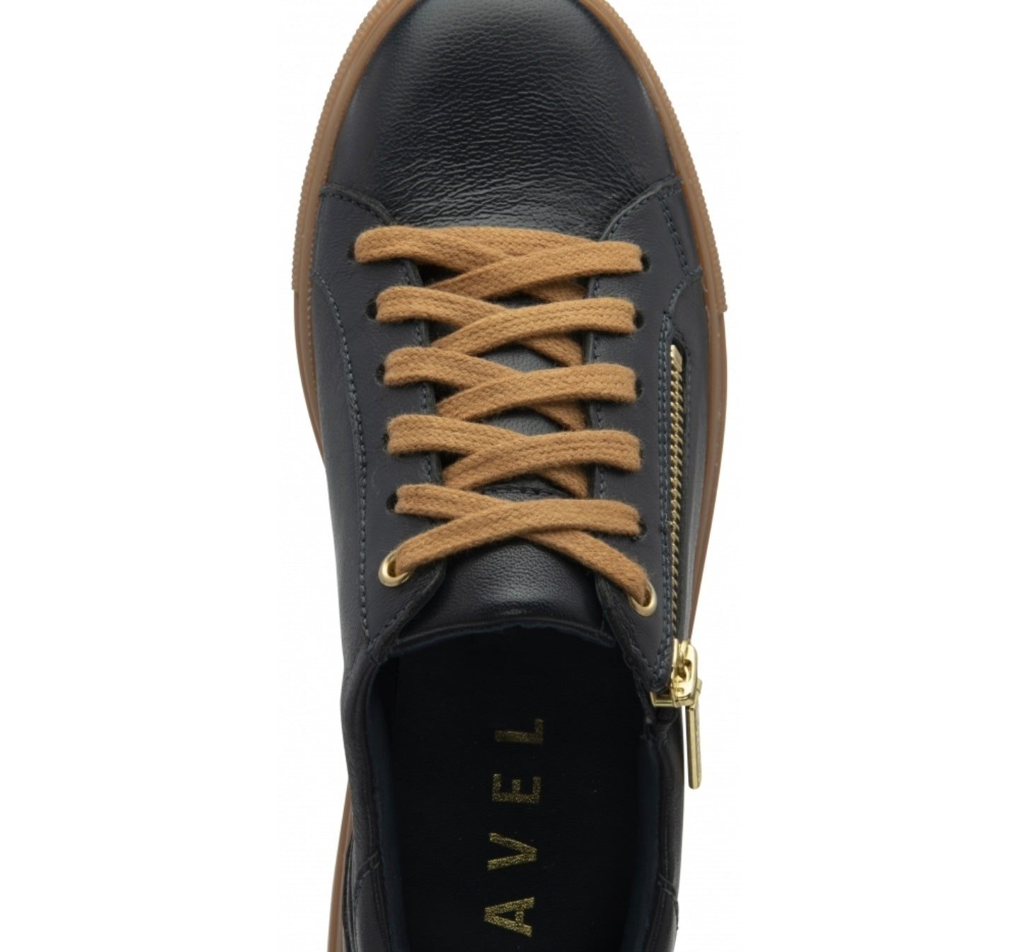 Ravel Navy Leather Gage Trainers