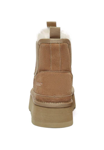 Everau Shoveler Leather Platform Short Chelsea Boots - Chestnut