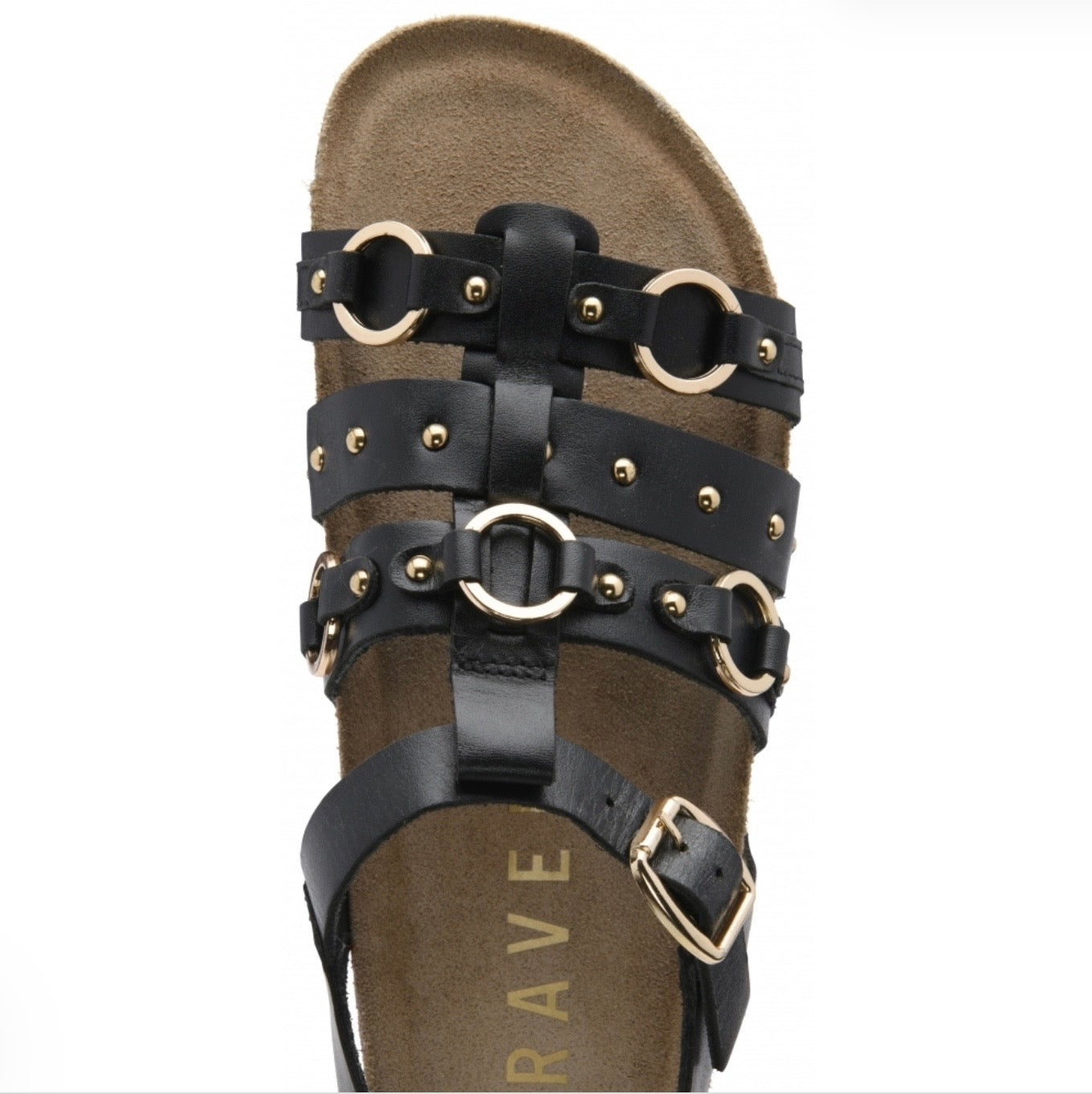Ravel Black Burnish Leather Bolam Gladiator Sandals