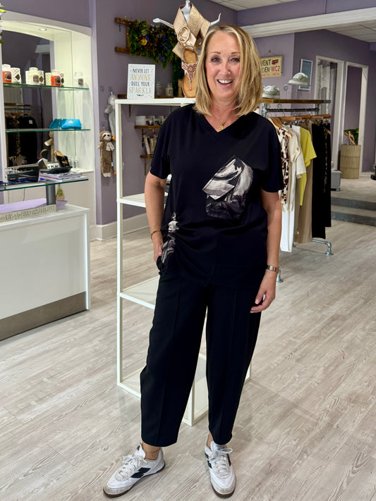 Womens black v-neck t-shirt