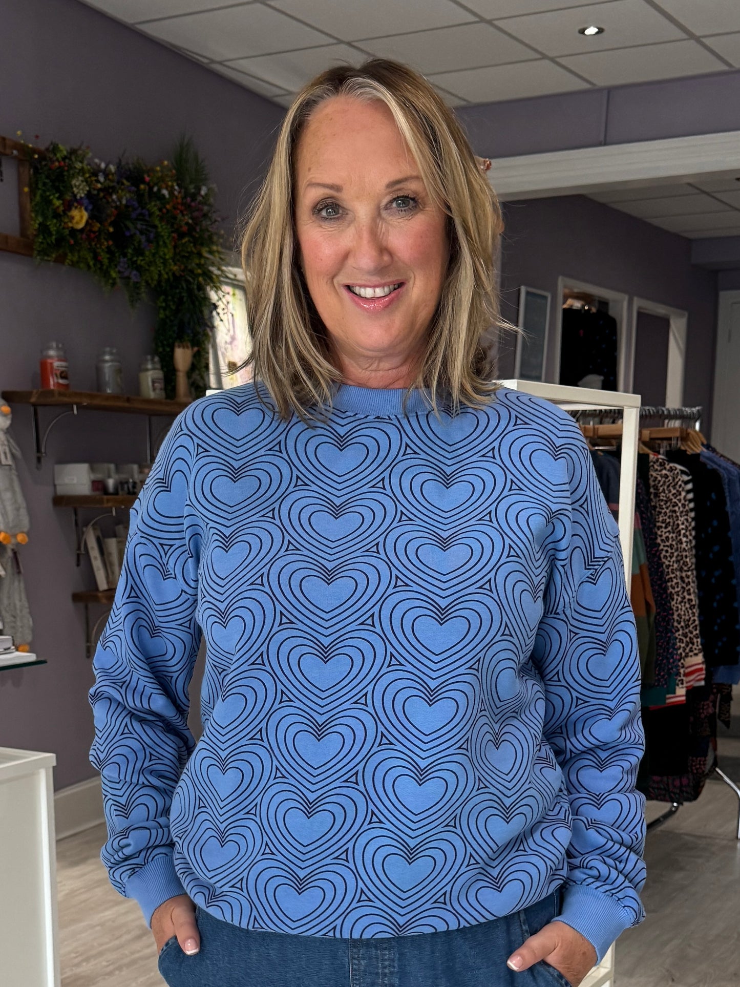 Sugarhill Brighton Noah Sweatshirt - Blue, Heart Explosion