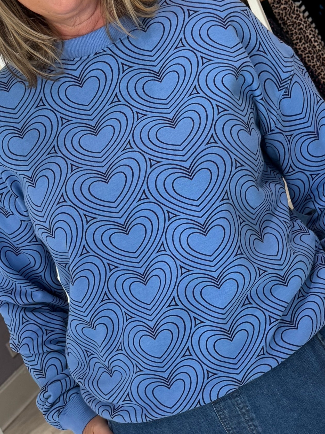 Sugarhill Brighton Noah Sweatshirt - Blue, Heart Explosion