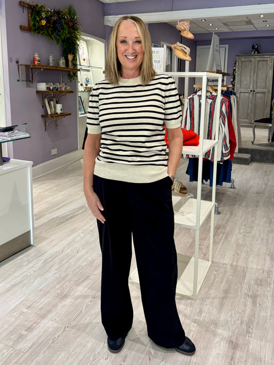 Saint Tropez Mila Striped Jumper - Brown Rice Black