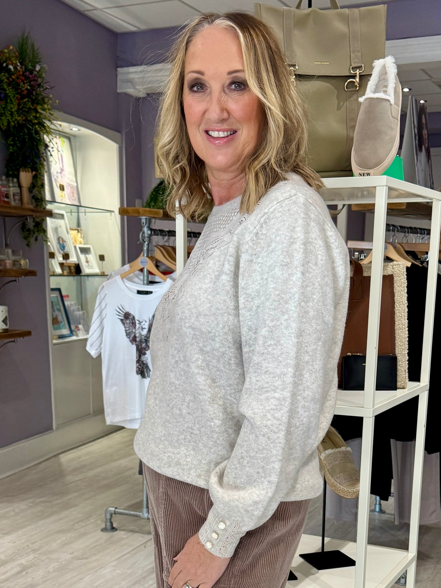 Fransa Ellen Jumper - Oatmeal Melange