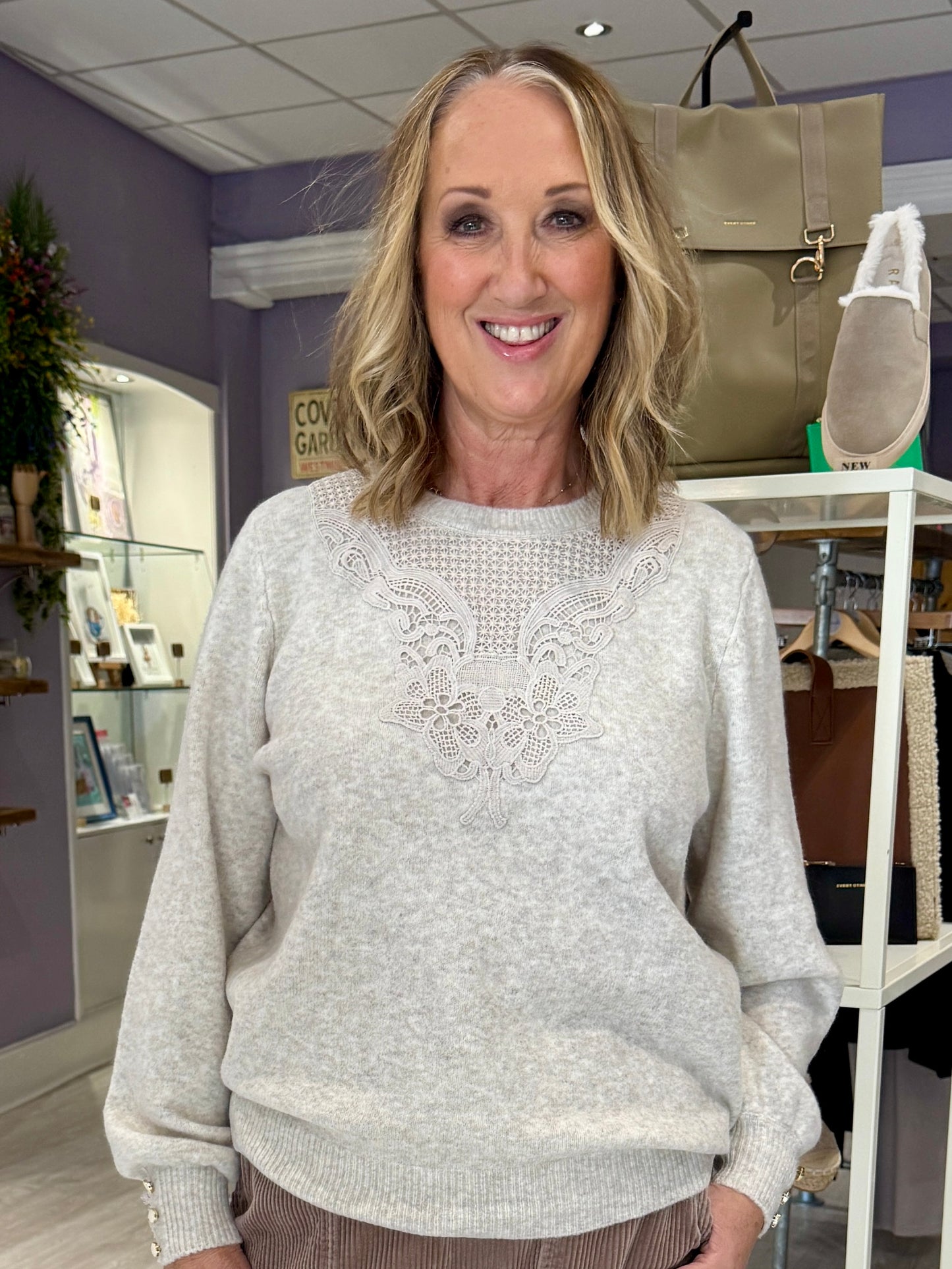 Fransa Ellen Jumper - Oatmeal Melange
